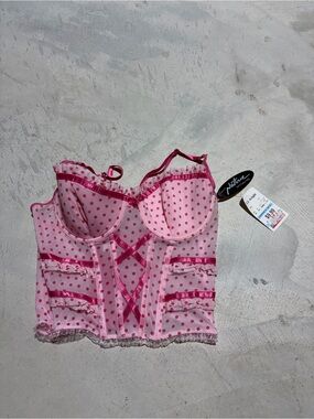 Native intimates NOS NWT Pink Polka Dot Bustier Top 36B